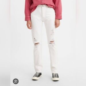 ❤️ LEVI'S 501 ORIGINAL FIT HIGH RISE SLIM DISTRESSED JEANS, 0 (25)